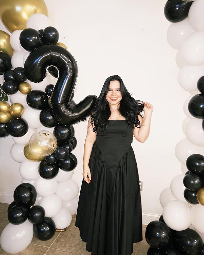 0 Balloon - Black Birthday Number Balloons, 40 Inch Large Foil Balloons for Men Women Boys Girs Black Themed Birthday Decorations