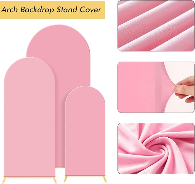 Wedding Arch Backdrop Stand Set of 3, (4, 5, 6) Metal Arch Backdrop Stand with Arch Cover, Wedding Balloon for Birthday, Baby Shower, Anniversary