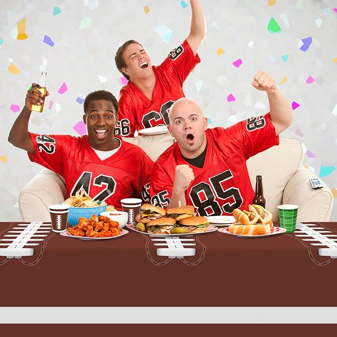 Gatherfun Football Party Decorations Disposable Tablecloth Plastic Touchdown Table Cover for Birthday Football Party Games Decoration 54 X 108Inch，2 Pack