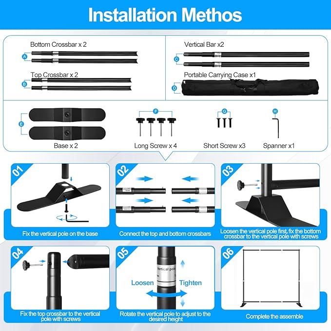 FUDESY 8x8 ft Backdrop Banner Stand, Heavy Duty Adjustable Background Stand Kit with Carrying Bag, Step and Repeat Photography Frame Stand for Trade Show Display Photo Booth Parties