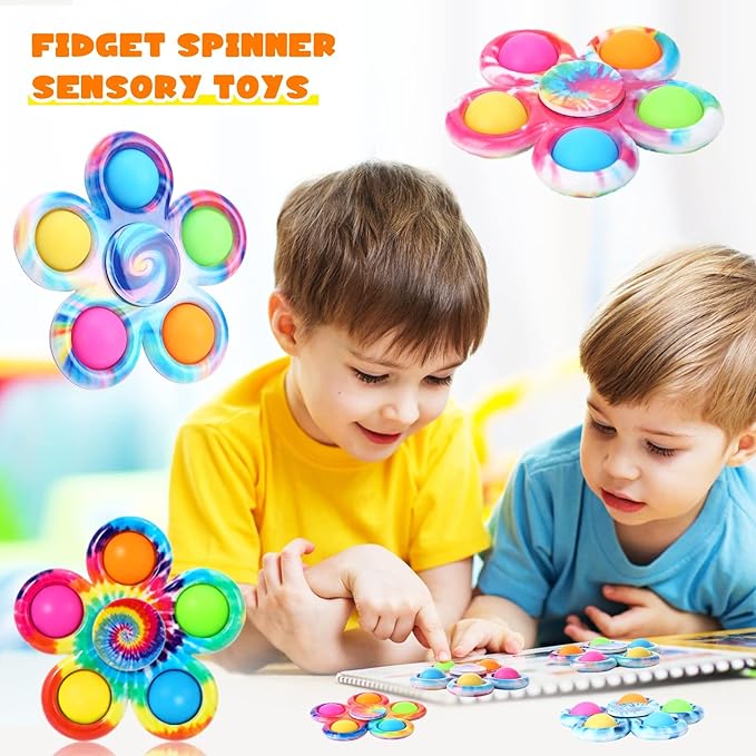 SCIONE 24 Pack Party Favors Fidget Spinners for Kids 4-8 8-12,Goodie Bags Stuffers for Kids 3-5, Pop Fidget Toys Bulk Classroom Prizes for Girls Boys, Toddler Birthday Party Return Gifts