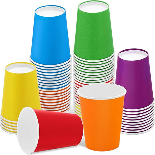URATOT 60 Pieces 9 Ounce Disposable Paper Cups Rainbow Party Cups Drinking Cups for Party, DIY and Holiday, 6 Colors