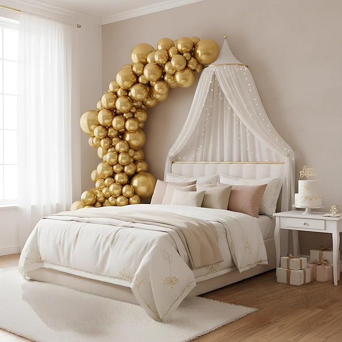 Balloon Garland Arch Kit – 146 Pcs Metallic Gold Balloons for Baby Shower, Birthday, Gender Reveal, Wedding Party – DIY Kit by Vellax™