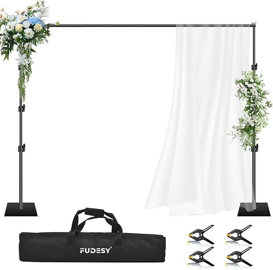 FUDESY Heavy Duty Backdrop Stand, 8.5x10ft Adjustable Photo Background Stand Support System Kit with Steel Base, Pipe and Drape Photography Backdrop Stand Kit for Parties Wedding Birthday