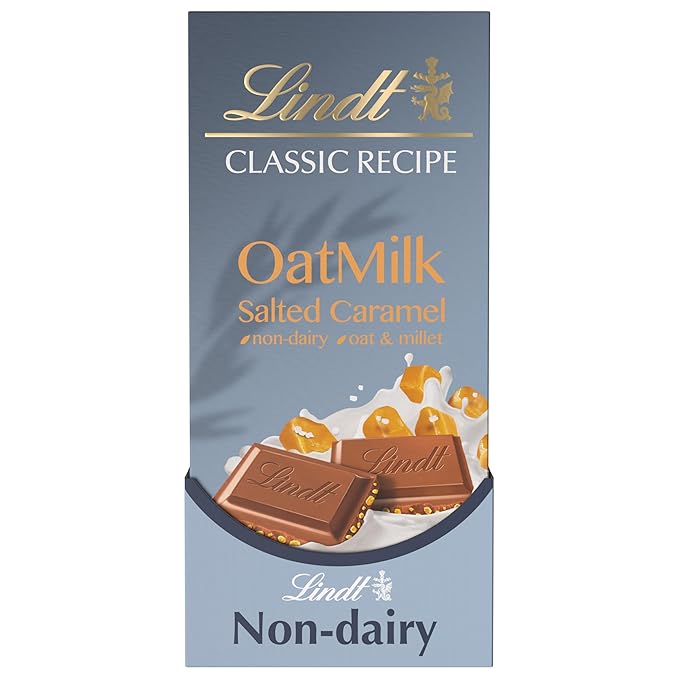 Lindt CLASSIC RECIPE Non-Dairy OatMilk Salted Caramel Chocolate Candy Bar, 10 Pack, 3.5 oz.
