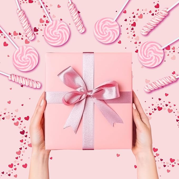 Pink Candy - 12 Swirl And 12 Twisty Lollipops - PACK 24 Suckers Individually Wrapped - Candy Buffet