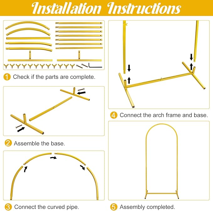 Metal Arch Stand and Cover Set,1 Purple Spandex Fitted Backdrop with 1 Gold Wedding Arched Stand Frame for Parties Birthday Baby Shower Bridal Banquet Decoration (6FT)
