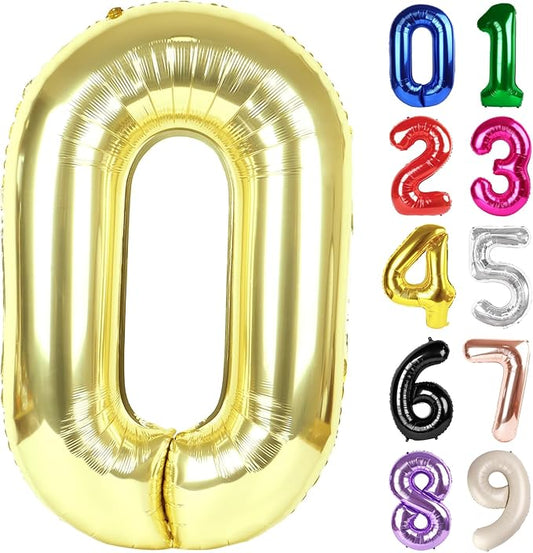 0 Balloon - Champagne Gold Birthday Number Balloons, 40 Inch Large Foil Balloons for Men Women Boys Girls Champagne Gold Themed Birthday Decorations
