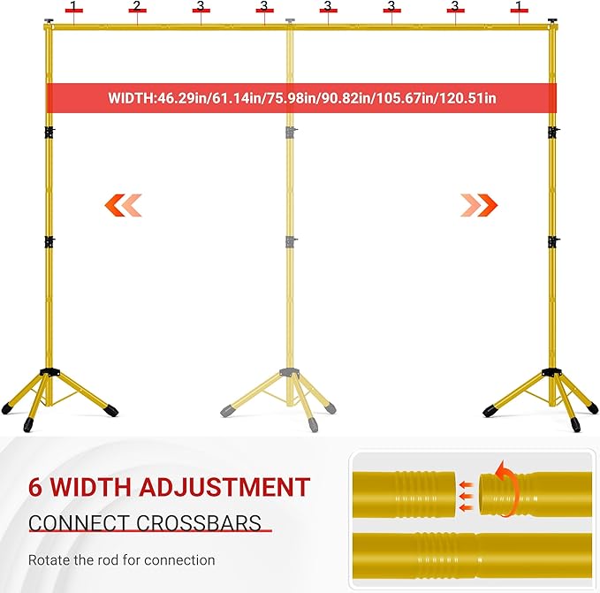 JSungo 10x8.5 FT Backdrop Stand for Parties, Adjustable Photo Backdrop Stand Kit with Carrying Bag, Portable Background Stand Backdrop for Wedding, Photoshoot, and Photo Studio, Gold