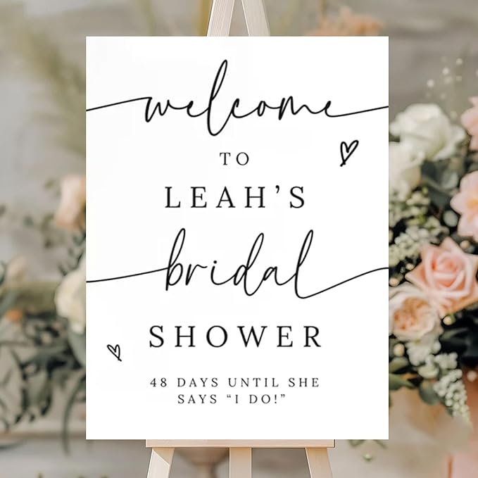 Personalized Bridal Shower Welcome Sign, Minimalist Wildflower Floral Poster, Modern Wedding Shower Welcome Board, Custom Bridal Decorations for Indoor or Outdoor Use - 08