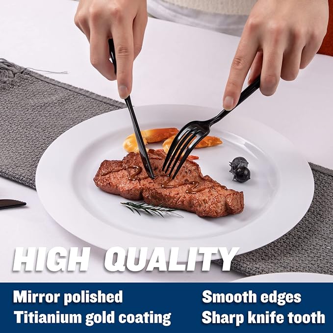 Supernal 180pcs Black Plastic Silverware Heavy Duty Black Party Cutlery Disposable Plastic Forks and Spoons Disposable Utensils Flatware Include 60 Forks,60 Knvies,60 Spoons