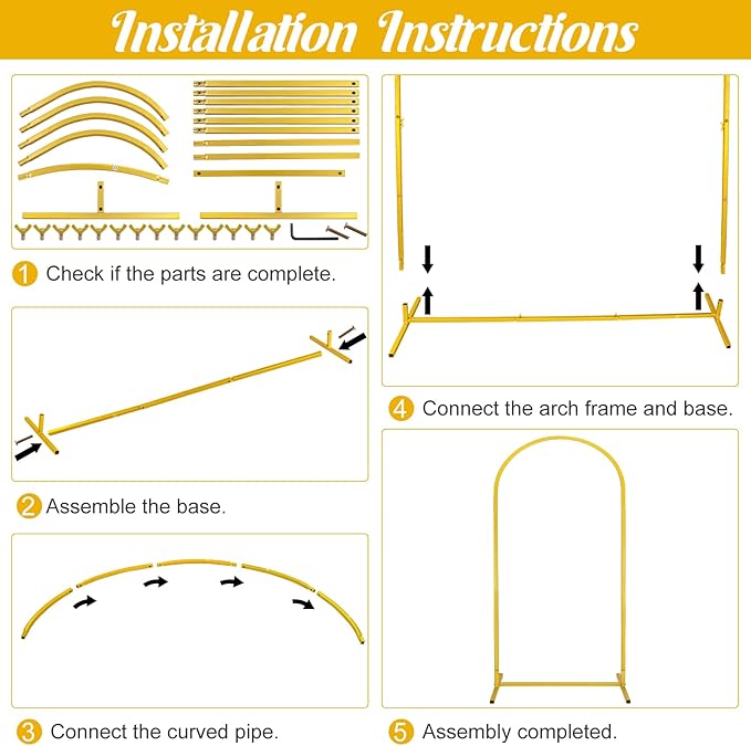 Metal Arch Stand and Cover Set,1 Light Purple Spandex Fitted Backdrop with 1 Gold Wedding Arched Stand Frame for Parties Birthday Baby Shower Bridal Banquet Decoration (6.6FT)