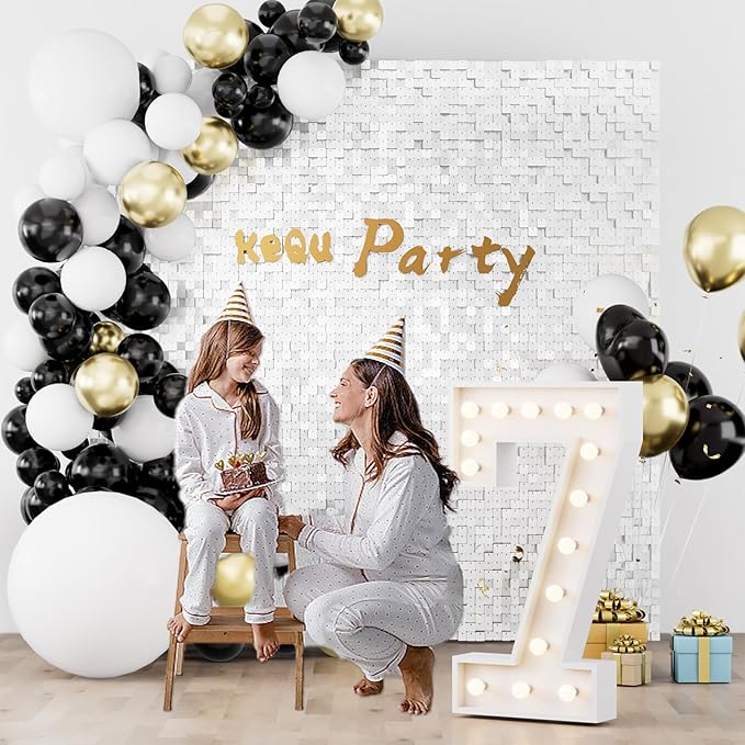 Shimmer Wall Sequin Backdrop, 48pcs Square Shimmer Wall Sequin Backdrop, DIY Party Shiny Decor for Wedding, Birthday, Anniversary, Graduation, Holiday&Home Background Supplies (White）