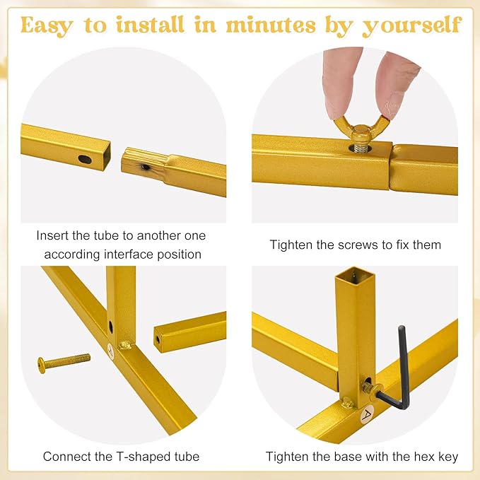 Fivenl Arch Backdrop Stand 6FT Balloon Arch Stand Stable Gold Wedding Arch Frame Metal Arch Backdrop Stand for Wedding Ceremony Birthday Party Bridal Baby Shower Banquet Decoration