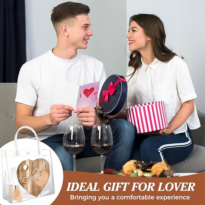 6 Set Heart Shaped Charcuterie Board Wood Mini Charcuterie Board With Cheese Knives Fork Set Bridal Shower Favors for Guest Bridal Baby Shower Prize Wedding Birthday Valentines Day