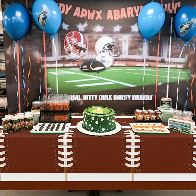 Football Party Decorations,2 Pack Football Tablecloth Disposable Plastic Tablecloth 54" x 108",Football Birthday Party Decor,Football Table Cloth for Rectangle Tables,Football Party Supplies for Home