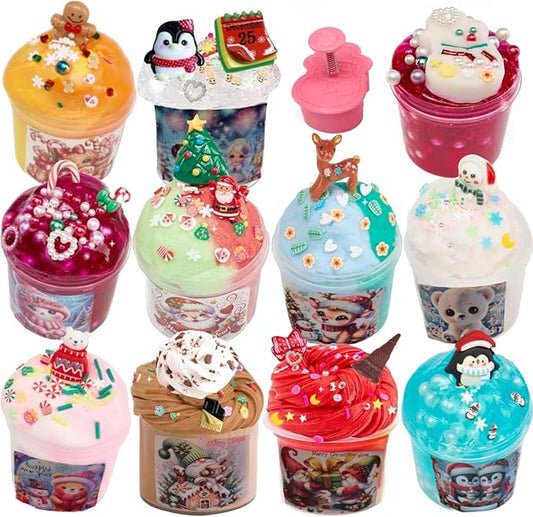 Advent Calendar 2025 Slime-Christmas Countdown Calendar - 24 Days of Surprises with DIY Slime Kit - Funny Christmas Slime Gifts Toy for Kids 4 5 6 7 8 9 10 11 12 Year Old Toddlers Girls Tweens