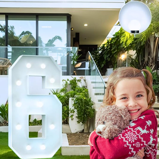 4FT Marquee Light Up Number, Giant Large Number PRE-CUT Foam Board Sign DIY Party Decor for Wedding, Birthday, Anniversary, Graduation, Holiday&Home Supplies (Number 6)