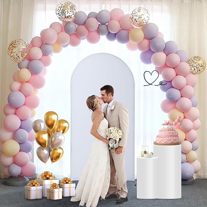 Wedding Arch Backdrop Stand Set of 3, (6, 6.6, 7.2) Metal Arch Backdrop Stand with Wedding Arch Cover, Wedding Balloon Arch Backdrop Stand for Birthday, Baby Shower, Anniversary.