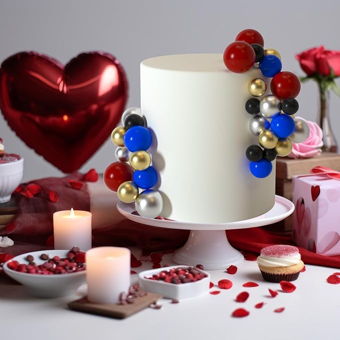 ASTARON 50 Pcs Ball Cake Topper Sticks Mini Balloons for Cake Decorating Supplies Foam Balls Cake decorations for Baby Shower Cake Birthday Cake Toppers Decorations (Red Blue)