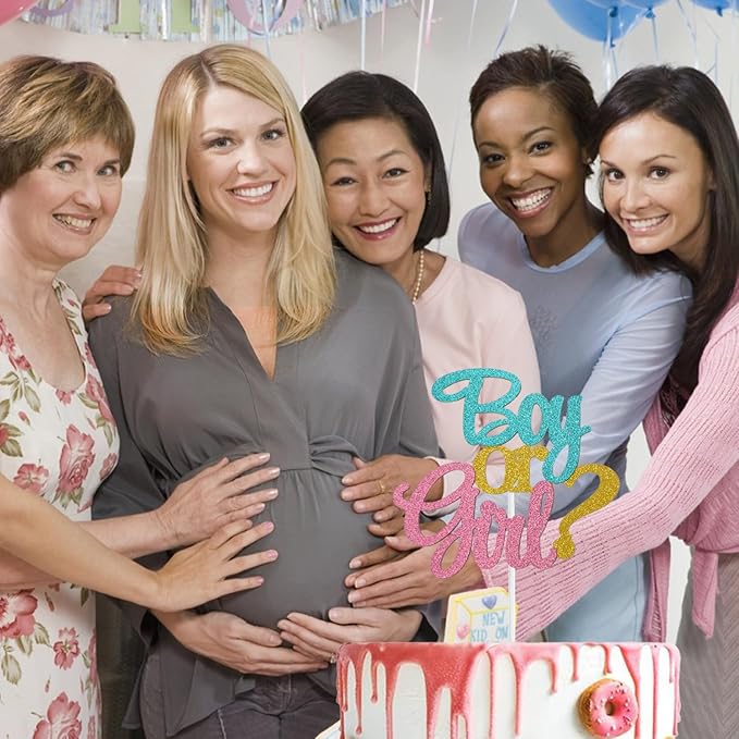 1 Pack Boy or Girl Theme Cake Toppers Baby Shower Cupcake Picks for Gender Reveal, Kids Birthday Party Decoration(Style A)