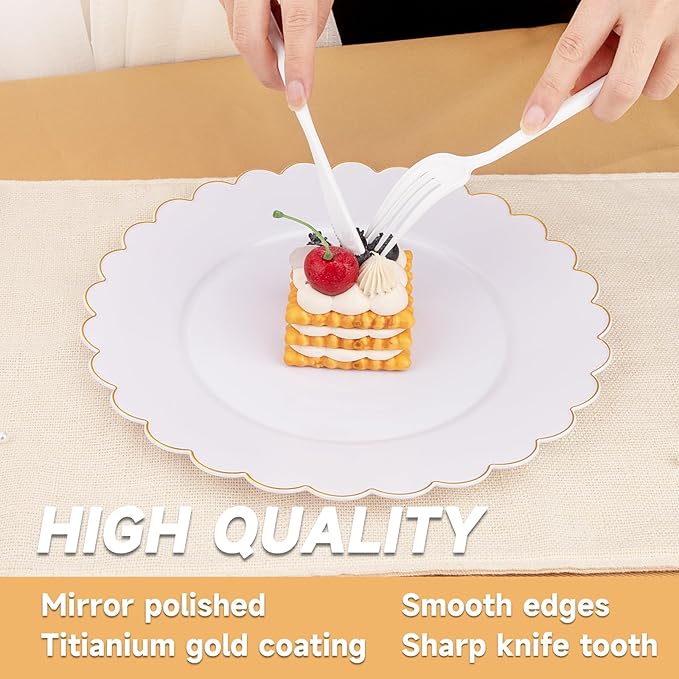 Supernal 180PCS White Plastic Silverware,White Utensils Set Disposable,Disposable Silverware Include 60 Forks,60 Knives,60 Spoons,Heavy Duty Party Cutlery for Birthday,Dinner,Wedding