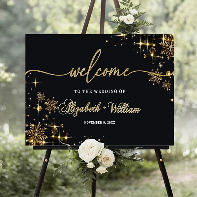 Personalized Christmas Wedding Welcome Sign, Holiday Welcome Sign, Tis the Season to be Married Sign, Winter Wedding Sign, Winter Wedding Decor, Custom Christmas Wedding Sign #15