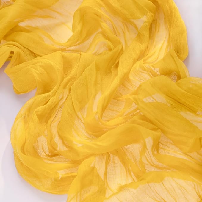 MLMC Gold Table Runner Rustic Winter Cheesecloth Table Runner 10ft Gauze Cheese Cloth Table Decoration 35x120 Inches for Wedding Picinc Party Family Gatherings Christmas Home Decor