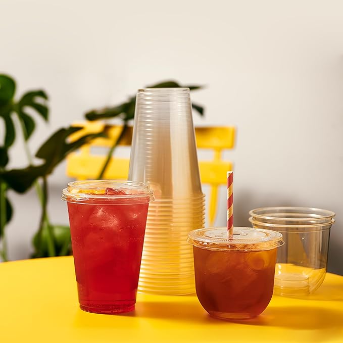 TOSSWARE NATURAL Arc - Plant Based Clear Cold Cups 16 oz - Plastic Alternative for Parties, Bachelorettes, Weddings - Recyclable - Set of 50