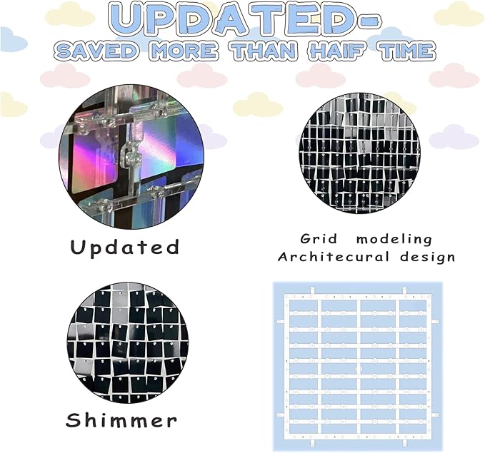 Shimmer Wall Sequin Backdrop, 24pcs Square Shimmer Wall Sequin Backdrop, DIY Party Shiny Decor for Wedding, Birthday, Anniversary, Graduation, Holiday&Home Background Supplies (Black Soft)