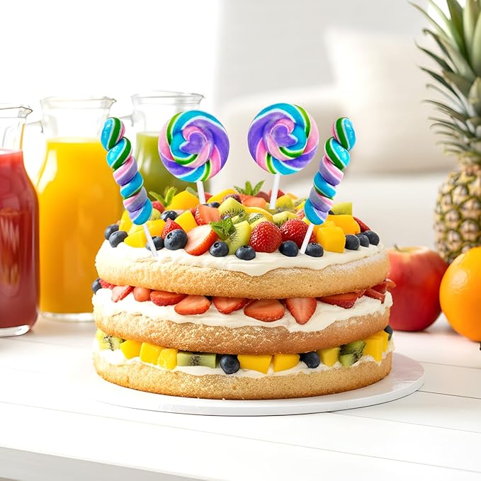 32 Pack Rainbow Twisty & Swirl Blueberry Lollipops - Mermaid Lollipop Candy Individually Wrapped Bulk for Birthday Party Candies, Girls Baby Shower Unicorn Candy Lollipops Suckers