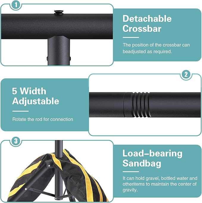 T-Shape Backdrop Stand 8x7.2FT, Height and Width Adjustable Background Stand for Parties,Green Screen Holder with 6 Spring Clamps