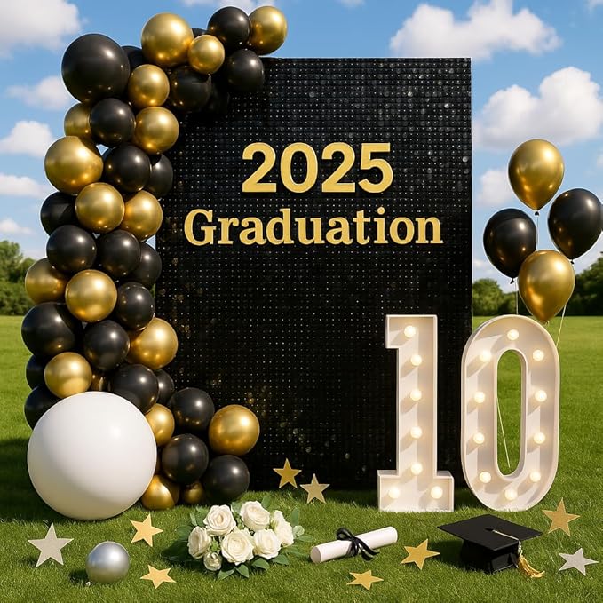 Shimmer Wall Sequin Backdrop, 24pcs Square Shimmer Wall Sequin Backdrop, DIY Party Shiny Decor for Wedding, Birthday, Anniversary, Graduation, Holiday&Home Background Supplies (Black Soft)