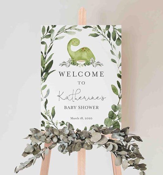 Dinosaur Baby Shower Decorations, Baby Shower Sign, Welcome to Baby Shower Sign Personalized, Welcome Sign for Baby Shower, Baby Shower Welcome Sign with Stand, Custom Baby Shower Sign