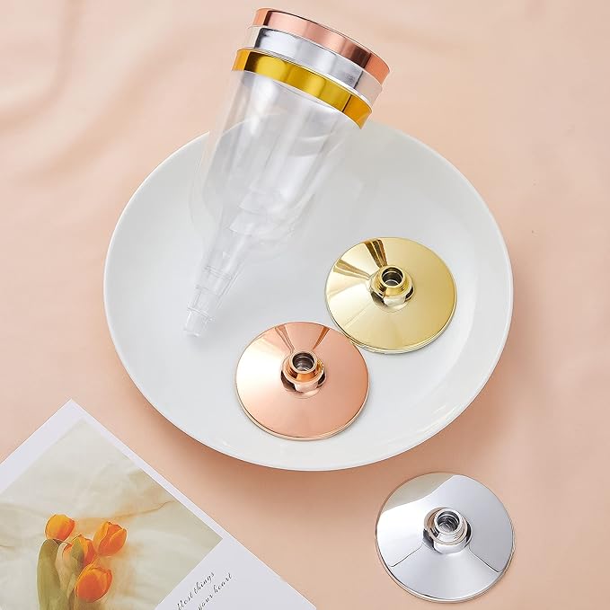 N9R 30PCS Plastic Wine Glasses with Gold Rim, 6 Oz Plastic Wine glasses with Stem, Disposable Wine Cups Reusable Suitable for Party Wedding Birthday
