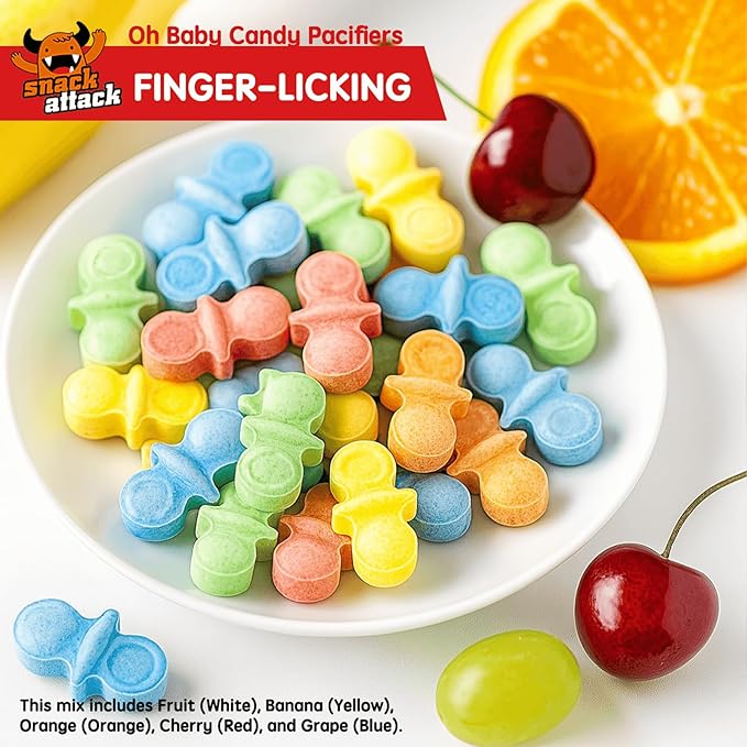 Snack Attack Baby Shower Candy Pacifiers – Hard Candy Bulk Fun Novelty Pacifier Shape Party Favor for Kids and Baby Showers Treats 1lb Bag