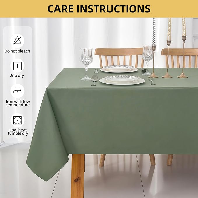 2-Pack 60x144 inch Sage Green Table Cloths, Solid Stain and Wrinkle Resistant Oblong Tablecloth, Premium Plain Weave Polyester Fabric Rectangle Table Linen Covers for Hotel, Banquet