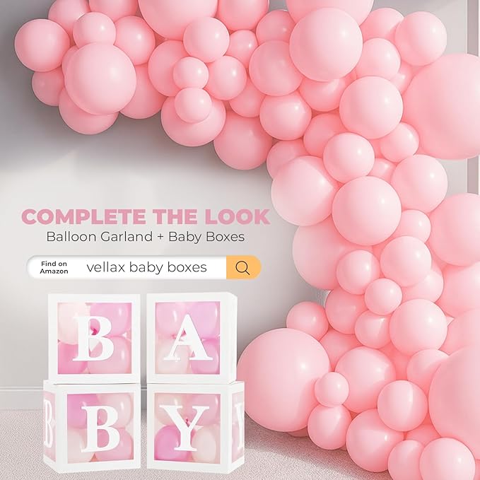 Balloon Garland Arch Kit – 146 Pcs Light Pink Balloons for Baby Shower, Birthday, Gender Reveal, Wedding Party – DIY Kit by Vellax™