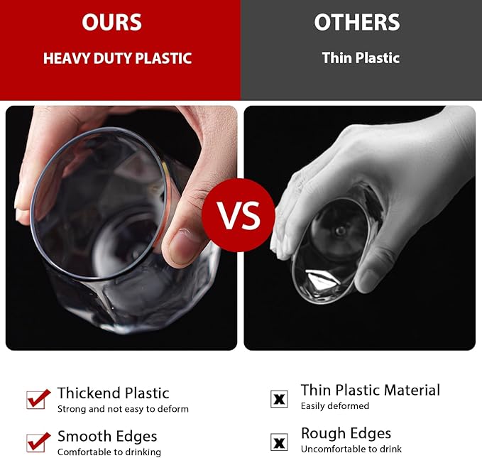 40 Pack Plastic Wine Glasses, 12Oz Origami Disposable Wine Glasses Unbreakable Clear Plastic Cocktail Glasses Recyclable Shatterproof Reusable Wine Cups (12oz-40pack)