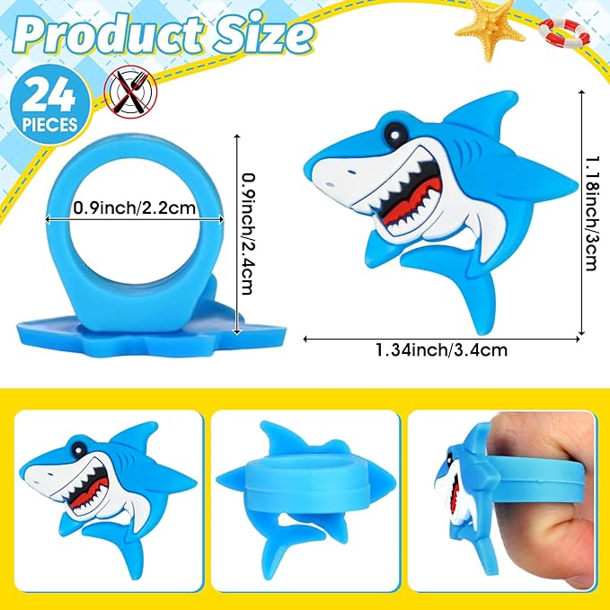 24 PCS Shark Cupcake Toppers Shark Fin Cake Toppers for Ocean Animals Theme Party Supplies Family Baby Shower Birthday Summer Holiday Beach Decorations