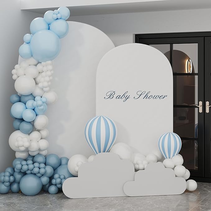 UDEAR 7.2FT & 6.0FT Metal Arch Stand Set with White Covers, Arc Design Fitted Backdrops for Weddings, Parties, Baby Showers, Includes 2 Arch Stands & Fabric Covers