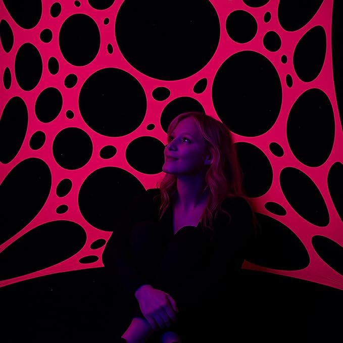 Mesh Party Decoration Background Cloth 9.5ft x 7ft Black Light Party Decoration Spandex Lycra Mesh with Eyelets for Installation (Neon Pink+Neon Pink, 9.5ft x 7ft)