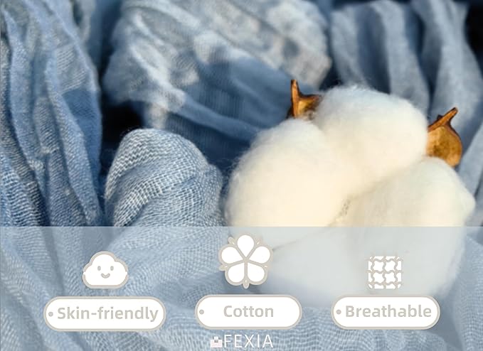 FEXIA 3 Pack Dusty Blue Table Runner 35x120 Inches for Baby Shower Decoration Gauze Rustic Table Runner for Wedding Party First Communion Centerpiece Engagement Bridal Shower Boho Decoration