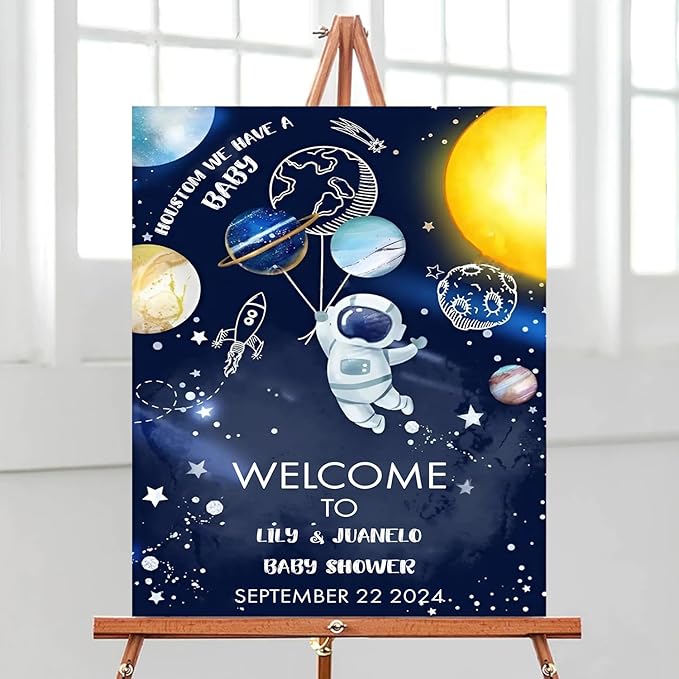 Space Baby Shower Decorations, Welcome to Baby Shower Sign Personalized, Baby Shower Signs, Custom Baby Shower Sign, Welcome to Baby Shower Sign with Stand, Welcome Sign for Baby Shower