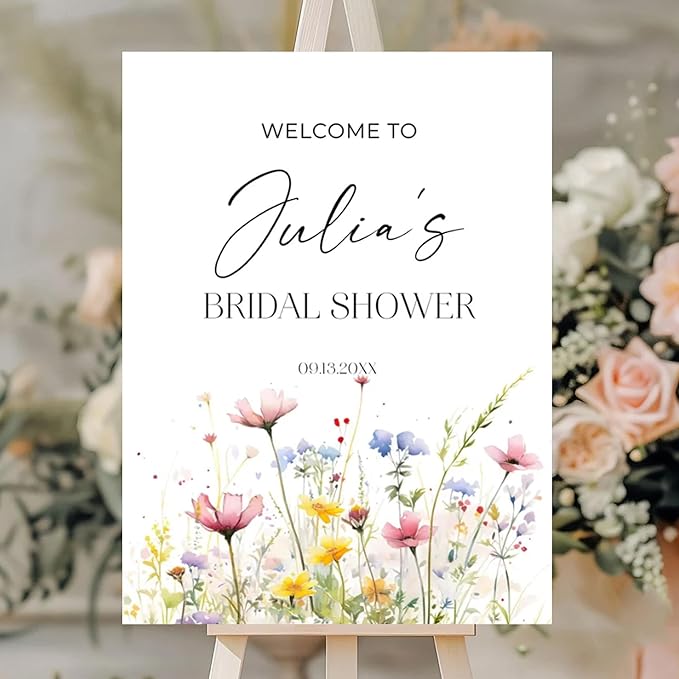 Personalized Bridal Shower Welcome Sign, Minimalist Wildflower Floral Poster, Modern Wedding Shower Welcome Board, Custom Bridal Decorations for Indoor or Outdoor Use - 22