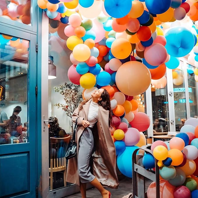 Balloons Assorted Colors Rainbow Decorations 100 Pack 12 inch Round Bright Latex Colorful Balloons for Birthday Baby Shower Wedding Party Birthday Decorations Supplies Arch Garland