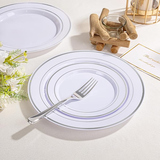 SUT 600PCS Silver Plastic Silverware, Plastic Silverware Heavy Duty, Disposable Cutlery, 200 Forks,200 Spoons, 200 Knives for Party