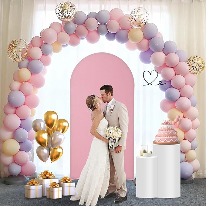 Wedding Arch Backdrop Stand Set of 3, (6, 6.6, 7.2) Metal Arch Backdrop Stand with Wedding Arch Cover, Wedding Balloon Arch Backdrop Stand for Birthday, Baby Shower, Anniversary