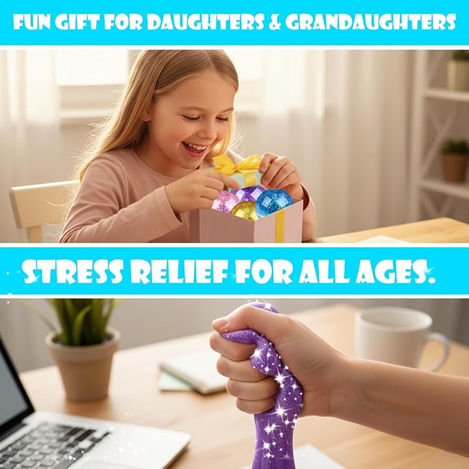 36 Pack Slime Kit for Girls Ages 4-12 | Bulk Non-Toxic Super Stretchy DIY Clear Slime with Glitter, Foam Beads, Charms & Accessories | Advent Calendar, Stocking Stuffers, Party Favors & Birthday Gifts