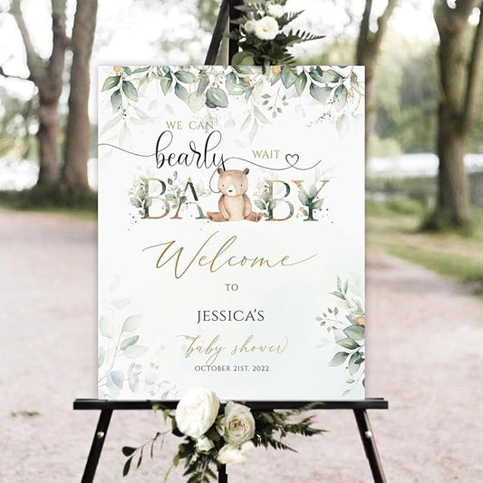 Bear Baby Shower Welcome Sign, Welcome Baby Shower Personalized, Baby Shower Signs, Custom Baby Shower Sign, Welcome to Baby Shower Sign with Stand, Welcome Sign for Baby Shower, Baby Shower Décor
